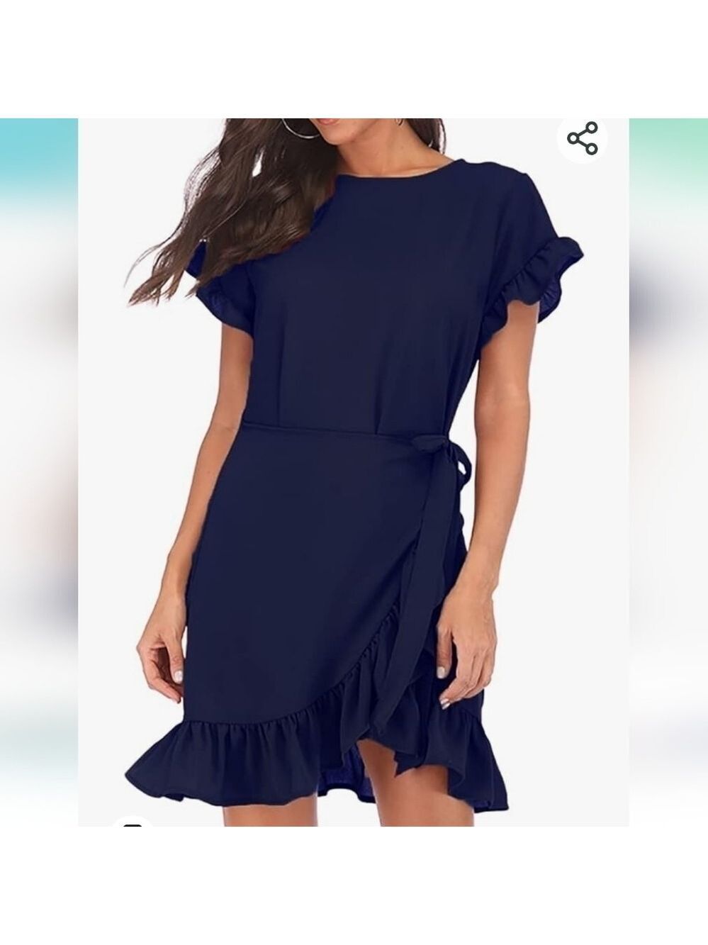 WEEPINLEE Womens ShortSleeve Round Neck Ruffles Wrap Dresses NWOT Size XL